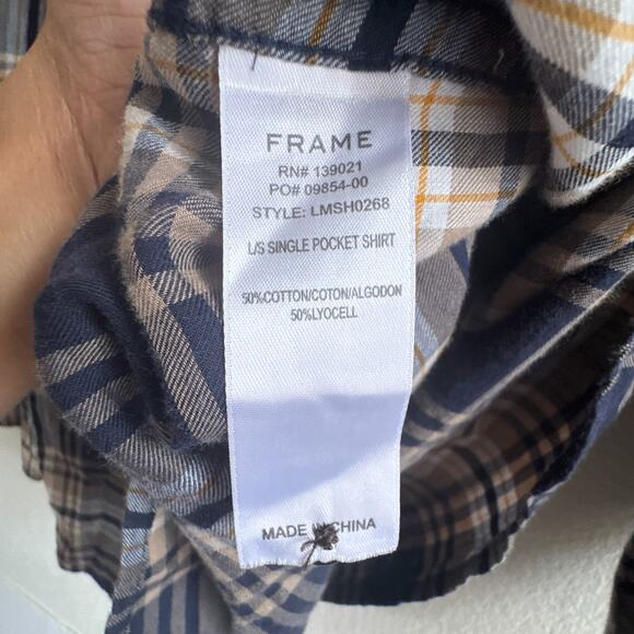 Frame Slim Fit Plaid Shirt Navy Multi LMSH0268 - Picture 5 of 11